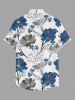 Pin Dot Flower Print Hawaii Button Pocket Shirt For Men -  