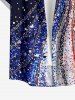 Patriotic American Flag Sparkling Sequin 3D Print Buttons Pocket Shirt For Men -  