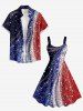 Patriotic American Flag Sparkling Sequin 3D Print Tank Dress -  
