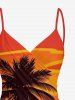 Coconut Tree Sun Ombre Print Convertible Hawaii Beach Cover - Brun Doré 6X