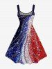 Patriotic American Flag Sparkling Sequin 3D Print Tank Dress -  