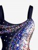 Patriotic American Flag Sparkling Sequin 3D Print Tank Dress -  