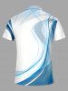 Curve Light Beam Print Zipper Polo Shirt For Men -  