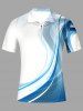 Curve Light Beam Print Zipper Polo Shirt For Men -  