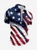 Plus Size Patriotic American Flag Paint Splatter Print Zipper Polo Shirt For Men -  