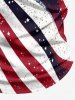 Plus Size Patriotic American Flag Paint Splatter Print Zipper Polo Shirt For Men -  