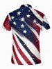 Plus Size Patriotic American Flag Paint Splatter Print Zipper Polo Shirt For Men -  