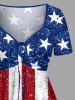 Patriotic American Flag Sparkling Sequin 3D Print Cinched Dress -  
