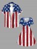 Patriotic American Flag Sparkling Sequin 3D Print Cinched Dress -  