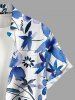 Flower Leaf Print Buttons Pocket Hawaii Shirt For Men -  