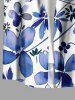 Flower Leaf Print Buttons Pocket Hawaii Shirt For Men -  