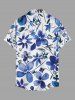 Flower Leaf Print Buttons Pocket Hawaii Shirt For Men -  