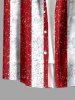 Patriotic American Flag Sparkling Sequin 3D Print Buttons Pocket Shirt For Men -  