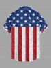 Patriotic American Flag Sparkling Sequin 3D Print Buttons Pocket Shirt For Men -  
