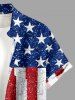 Patriotic American Flag Sparkling Sequin 3D Print Buttons Pocket Shirt For Men -  