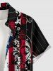 Patriotic American Flag Floral Pattern Print Buttons Pocket Shirt For Men - Bleu 6XL