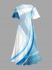 Plus Size Curve Light Beam Print Split Midi Dress - Bleu Toile de Jean 6X
