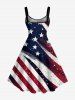 Patriotic American Flag Paint Splatter Print Tank Dress -  