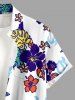 Hibiscus Flower Leaf Guitar Turtle Print Buttons Pocket Hawaii Shirt For Men -  