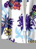 Hibiscus Flower Leaf Guitar Turtle Print Buttons Pocket Hawaii Shirt For Men -  