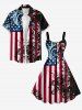 Patriotic American Flag Floral Pattern Print Tank Dress - Bleu 6X