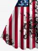 Patriotic American Flag Floral Pattern Print Tank Dress - Bleu 6X