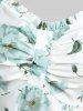 Plus Size Twisted Plunging Crop Top and 3D Flower Print Spaghetti Strap Cottagecore Dress -  