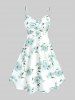 Robe style cottagecore grande taille avec haut court plongeant torsadé et bretelles spaghetti à imprimé floral 3D - Vert 1X | US 14-16
