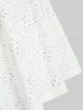 Haut Tricoté Evidé à Epaule Dénudée Grande Taille en Jacquard à Lacets à Volants - Blanc 1X | US 14-16