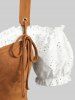 Haut Tricoté Evidé à Epaule Dénudée Grande Taille en Jacquard à Lacets à Volants - Blanc 1X | US 14-16