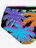 Coconut Tree Print Hawaii Lace Up Tankini Swimsuit (Adjustable Shoulder Strap) -  