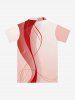 Curve Ombre Print Hawaii Zipper Polo Shirt For Men - CORAL ROSE S
