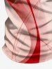 Curve Ombre Print Hawaii Zipper Polo Shirt For Men - CORAL ROSE S