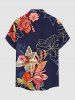 Flower Tropical Leaf Print Hawaii Button Pocket Shirt For Men -  