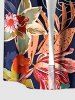 Flower Tropical Leaf Print Hawaii Button Pocket Shirt For Men -  