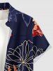 Flower Tropical Leaf Print Hawaii Button Pocket Shirt For Men -  