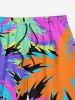 Plus Size Coconut Tree Print Hawaii Drawstring Beach Shorts For Men -  