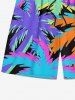 Plus Size Coconut Tree Print Hawaii Drawstring Beach Shorts For Men -  