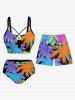 Plus Size Coconut Tree Print Hawaii Drawstring Beach Shorts For Men -  
