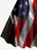 Glitter Patriotic American Flag Print A Line Dress -  