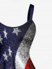 Glitter Patriotic American Flag Print A Line Dress -  