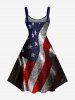 Glitter Patriotic American Flag Print A Line Dress -  
