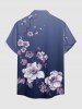 Chemise hawaïenne pour homme à imprimé ombré branche fleurie, boutonnage et poche - Bleu S