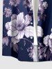 Chemise hawaïenne pour homme, imprimé dégradé branches fleuries, boutons et poche - Bleu L