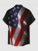 Glitter Patriotic American Flag Print Button Pocket Shirt For Men -  