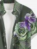 Plus Size Tropical Leaf Flower Print Hawaii Button Pocket Shirt For Men - Vert clair M