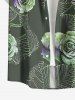 Plus Size Tropical Leaf Flower Print Hawaii Button Pocket Shirt For Men - Vert clair 3XL