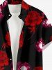 Skulls Flower Print Hawaii Button Pocket Shirt For Men -  