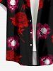 Skulls Flower Print Hawaii Button Pocket Shirt For Men -  