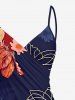 Flower Tropical Leaf Print Hawaii Convertible Beach Cover Up - Cadetblue 4X